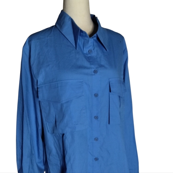 White Fox Drinks On Me Button Front Mini Dress In Azure Size Medium NWT - Picture 3 of 8
